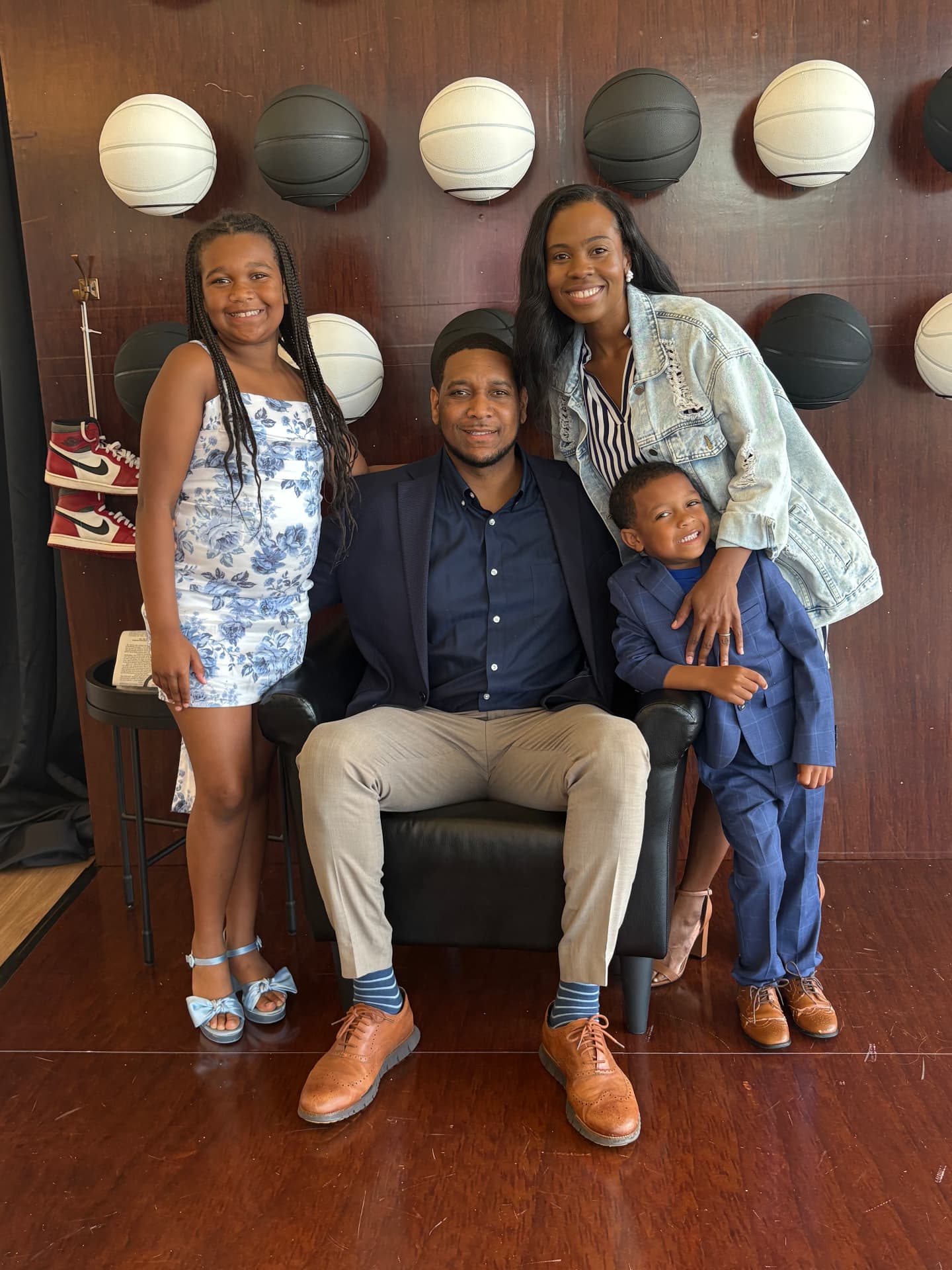 Jordan, Taran, Rhian, and Jordan at home
